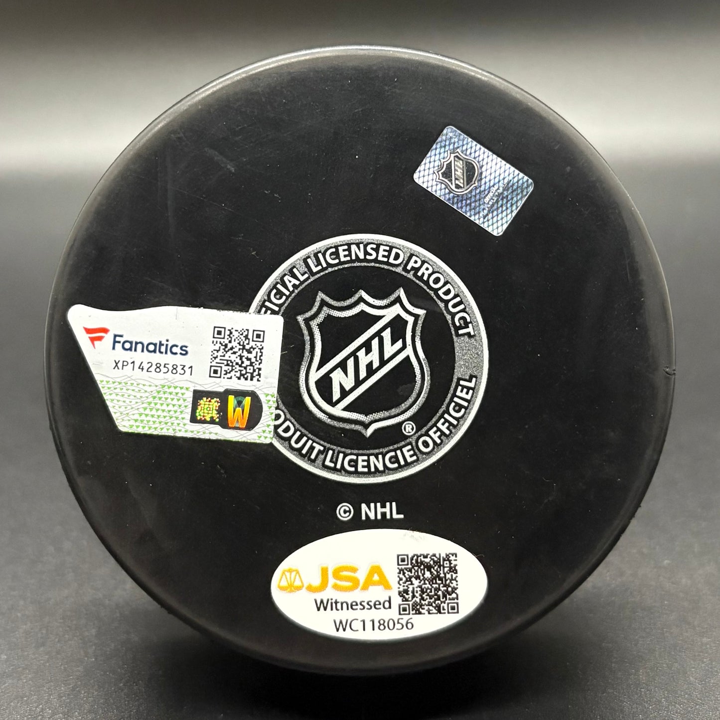 Jeremy Swayman & Linus Ullmark Autographed Puck (Fanatics/JSA)