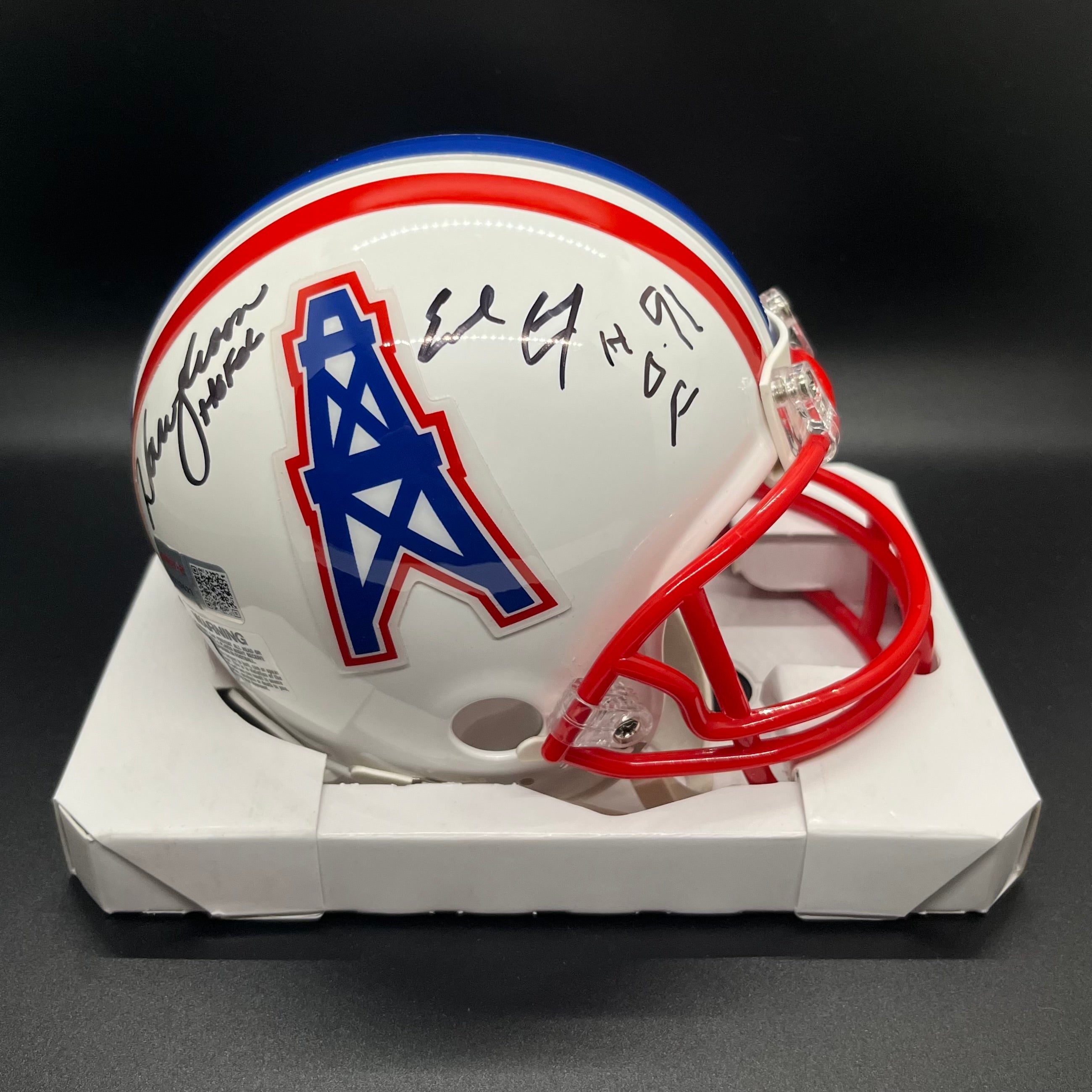 Warren Moon Beckett outlet Certified Autographed Houston Oilers Mini helmet