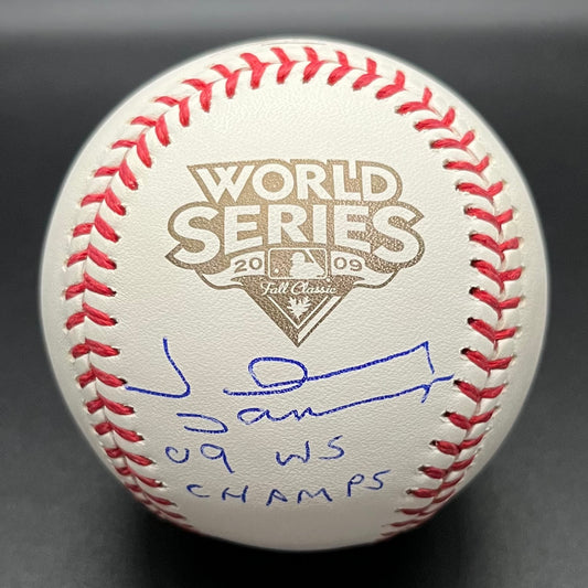 Johnny Damon 2009 World Series "09 WS Champs" Autographed Baseball (BAS)