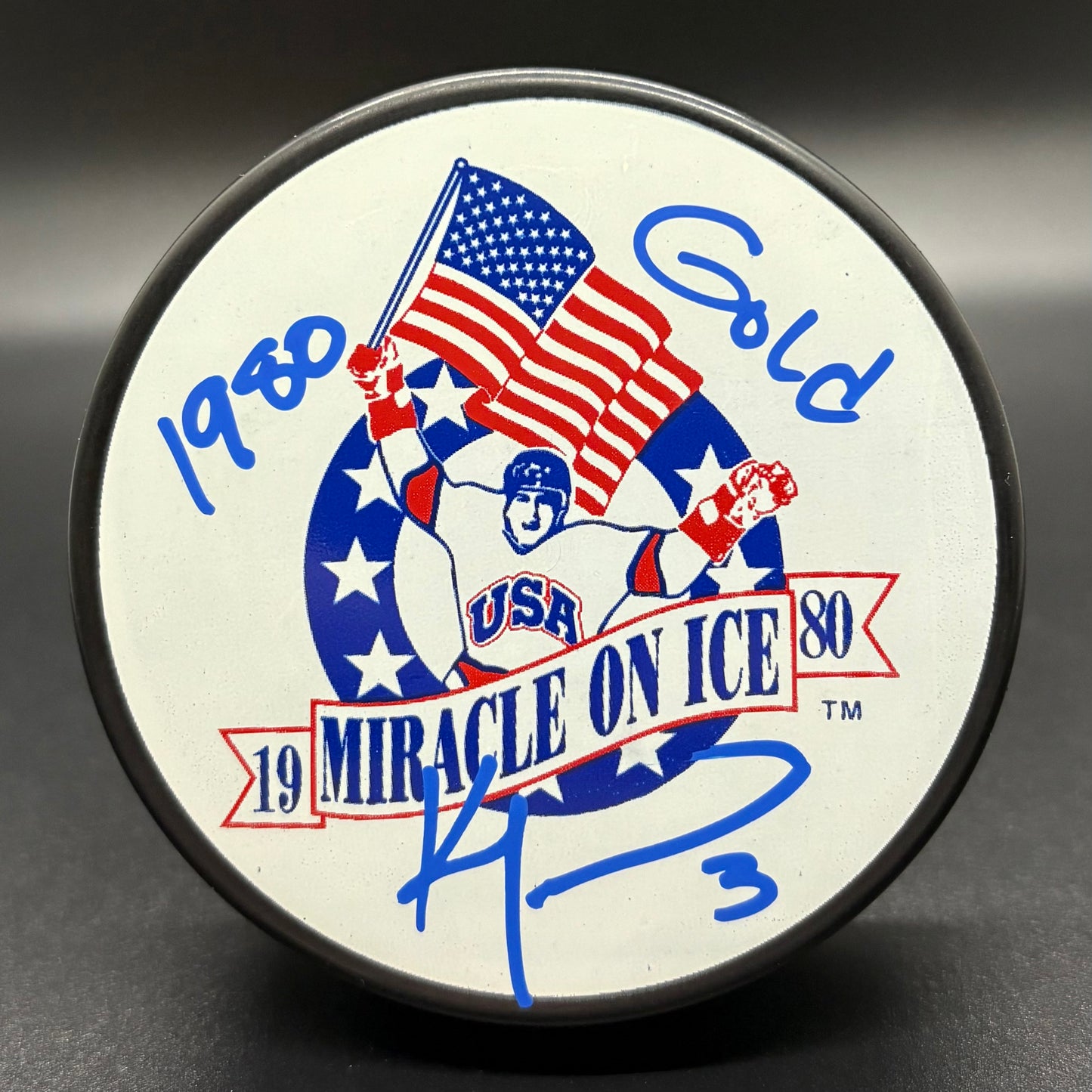 Ken Morrow "1980 Gold" Autographed Miracle on Ice Puck (BAS)