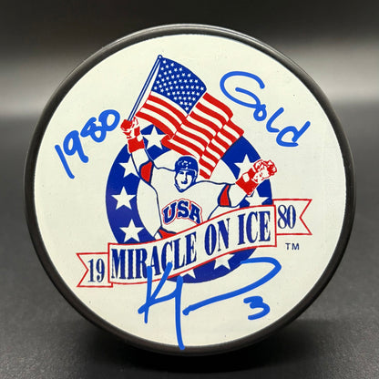 Ken Morrow "1980 Gold" Autographed Miracle on Ice Puck (BAS)