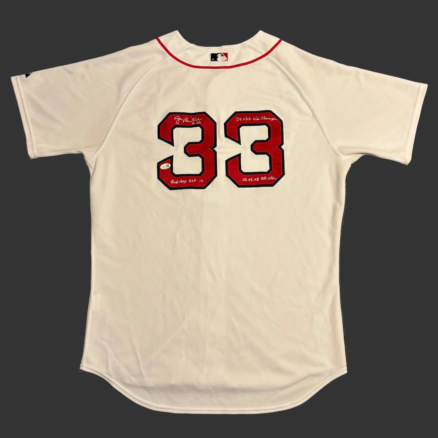 Jason Varitek Multi-Inscribed Boston Red Sox Autographed Jersey (JSA)