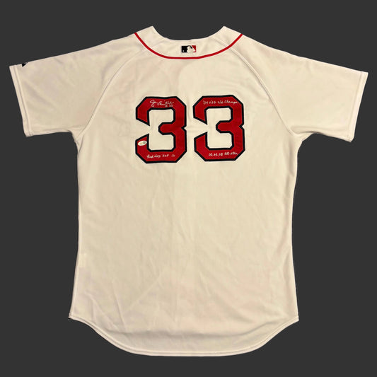 Jason Varitek Multi-Inscribed Boston Red Sox Autographed Jersey (JSA)