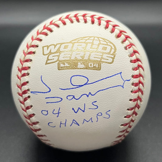 Johnny Damon 2004 World Series "04 WS Champs" Autographed Baseball (Beckett)