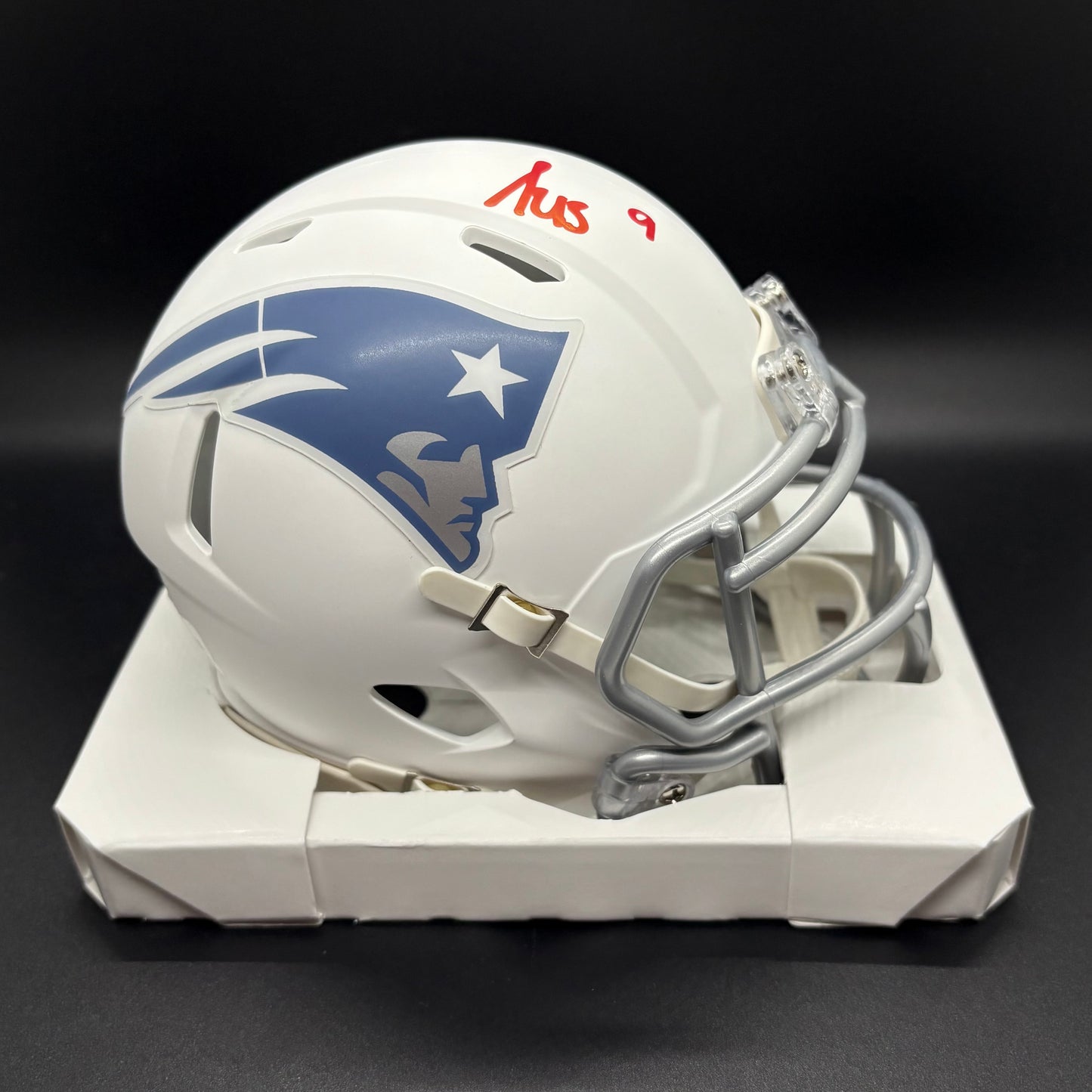 Kayshon Boutte Rivalry Patriots Autographed Mini Helmet (JSA)