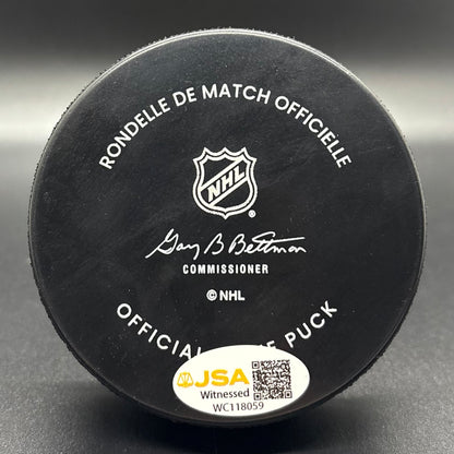 Jeremy Swayman 2023 Winter Classic Autographed Puck (JSA)