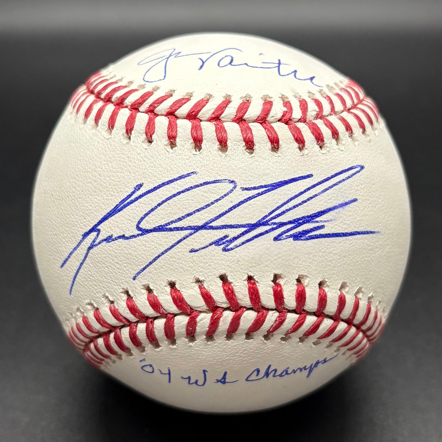 Jason Varitek & Keith Foulke "04 WS Champs" Autographed Baseball (JSA)