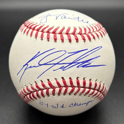 Jason Varitek & Keith Foulke "04 WS Champs" Autographed Baseball (JSA)