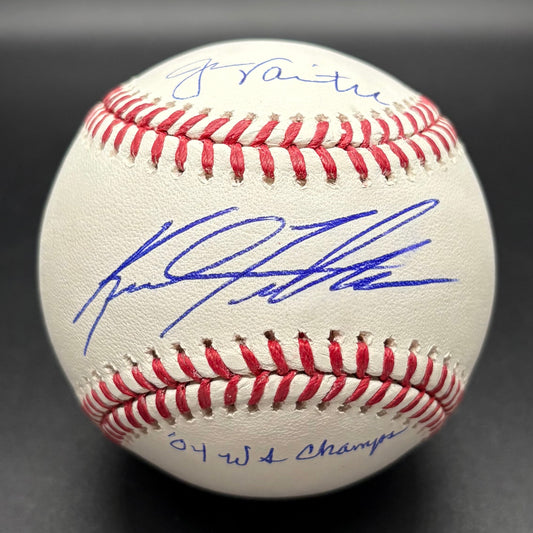 Jason Varitek & Keith Foulke "04 WS Champs" Autographed Baseball (JSA)