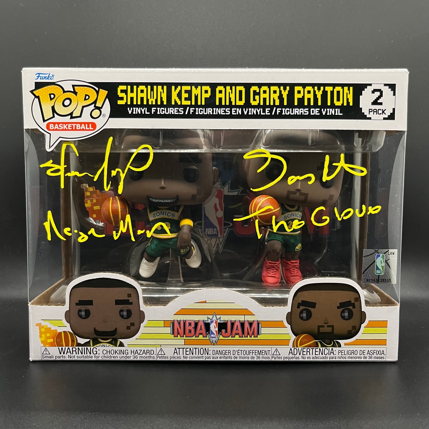 Shawn Kemp “Reign Man” & Gary Payton “The Glove” NBA Jam Autographed Funko Pop (Beckett)