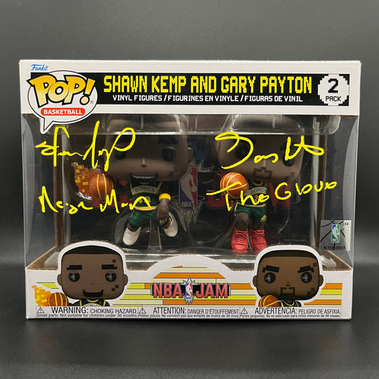 Shawn Kemp & Gary Payton NBA Jam Autographed Funko Pop (Beckett)
