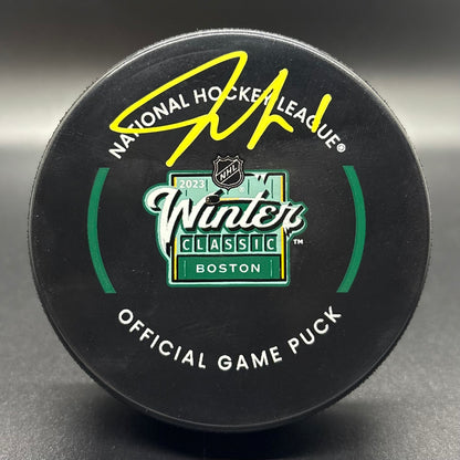 Jeremy Swayman 2023 Winter Classic Autographed Puck (JSA)