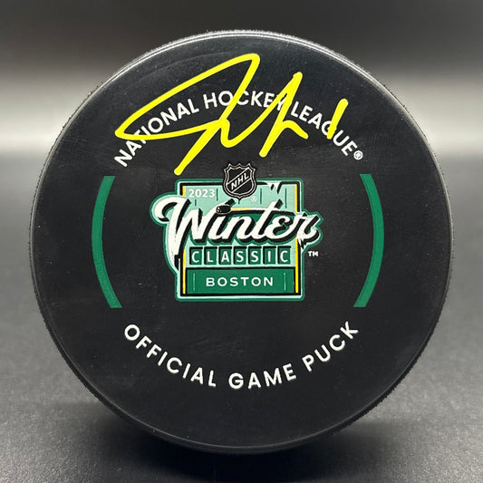 Jeremy Swayman 2023 Winter Classic Autographed Puck (JSA)