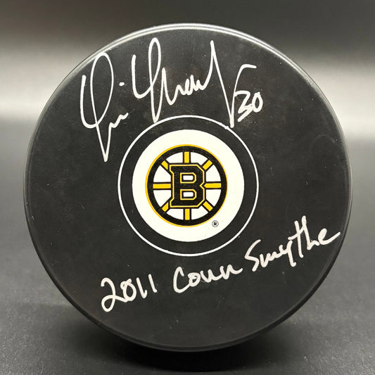 Tim Thomas "2011 Conn Smythe" Boston Bruins Autographed Puck (JSA)
