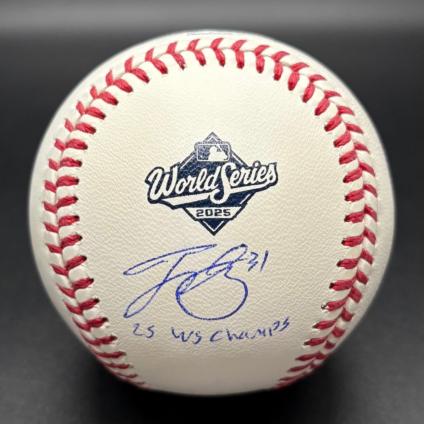 Tyler Glasnow "25 WS Champs" 2025 World Series Autographed Baseball (MLB)