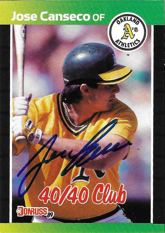 Jose Canseco Signed 1989 Donruss 40/40 Club Card #643 Oakland Athletics