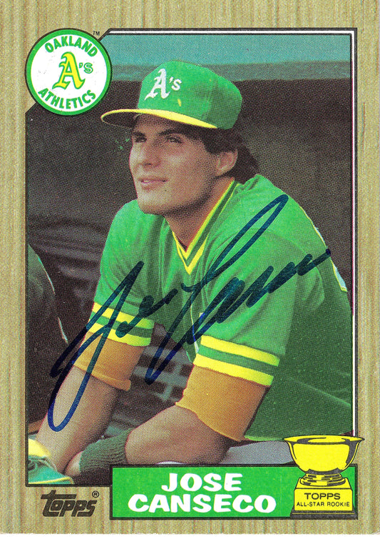 Jose Canseco Signed 1987 Topps Rookie Card #620 Oakland Athetics