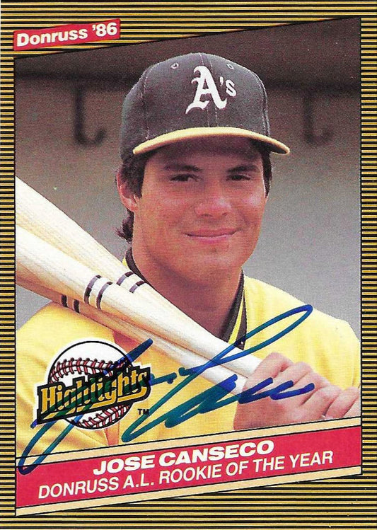 Jose Canseco Signed 1986 Donruss Highlights Rookie Card #55 Oakland Athletics