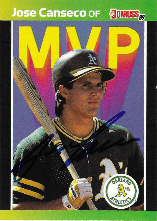 Jose Canseco Signed 1989 Donruss MVP Card #BC-5 Oakland Athletics