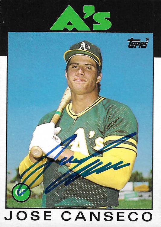 Jose Canseco Signed 1986 Topps Traded Rookie Card #20T Oakland Athetics