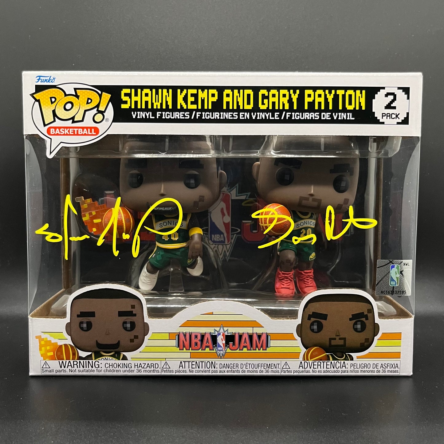 Shawn Kemp & Gary Payton NBA Jam Autographed Funko Pop (Beckett)