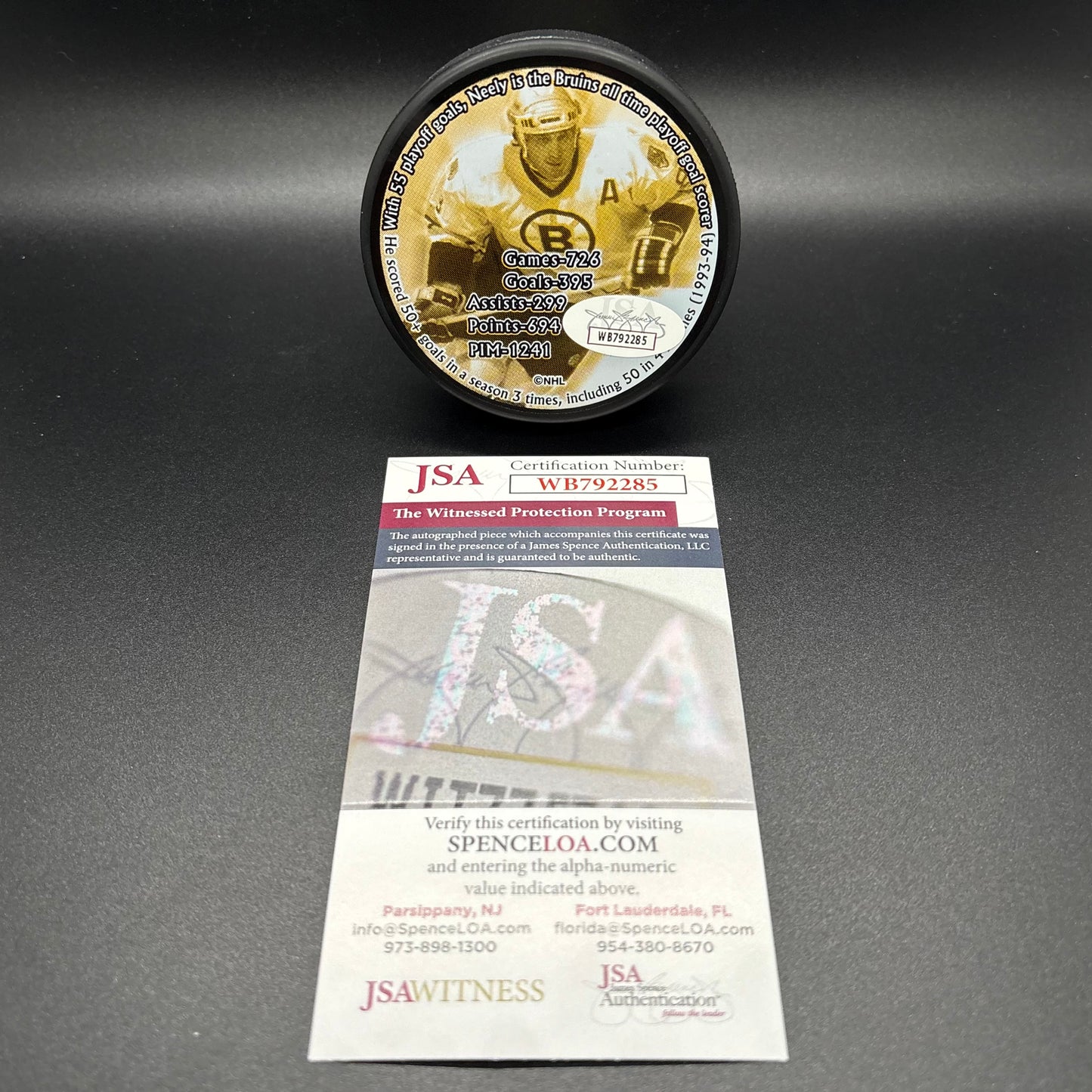 Cam Neely Boston Bruins Number Retirement Autographed Puck (JSA)