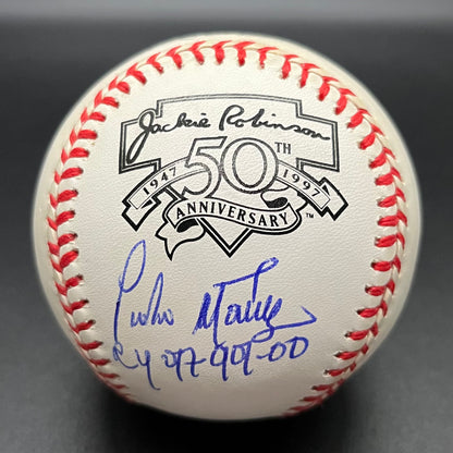 Pedro Martinez "CY 97-99-00" Jackie Robinson 50th Anniversary Autographed Baseball (JSA)