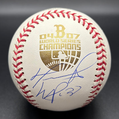 David Ortiz & Manny Ramirez 04/07 World Series Champions Autographed Baseball (Beckett)