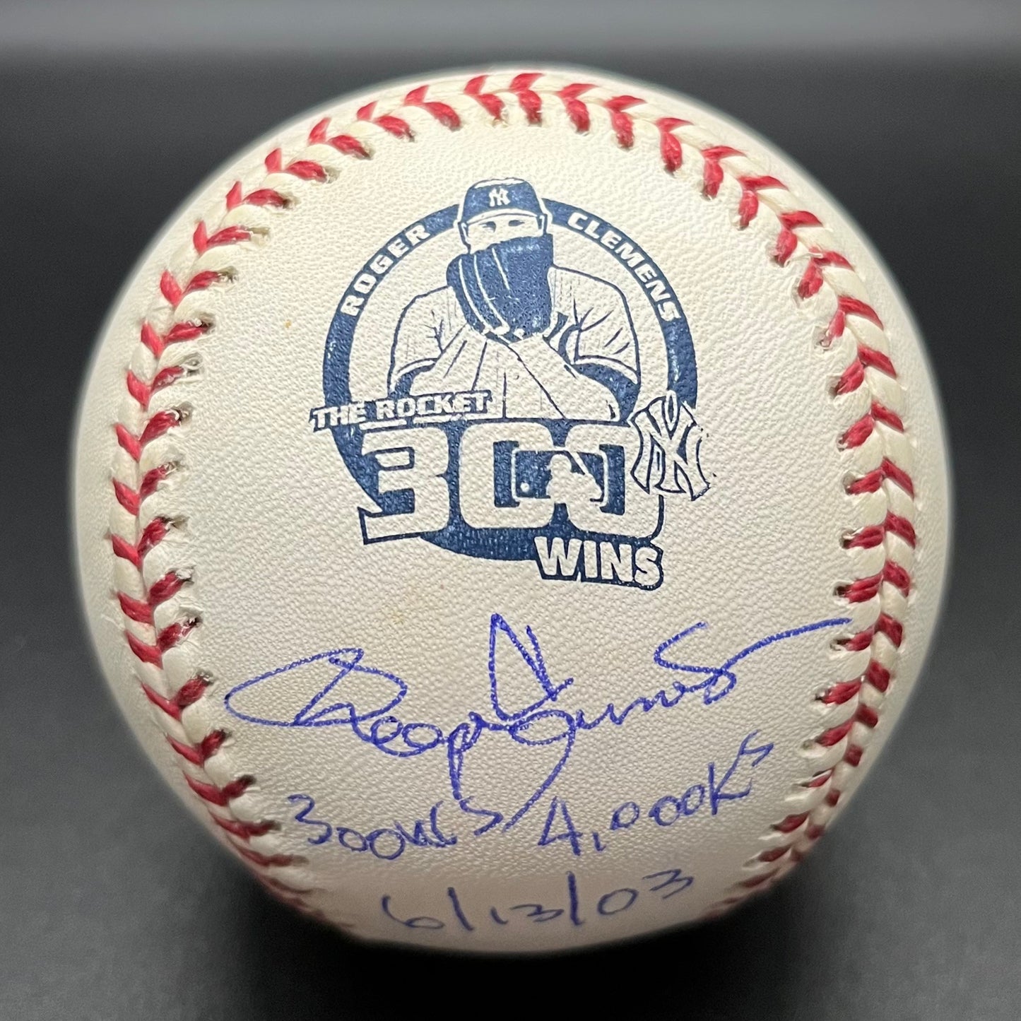 Roger Clemens 300 Wins Inscribed Autographed Baseball (Tristar)