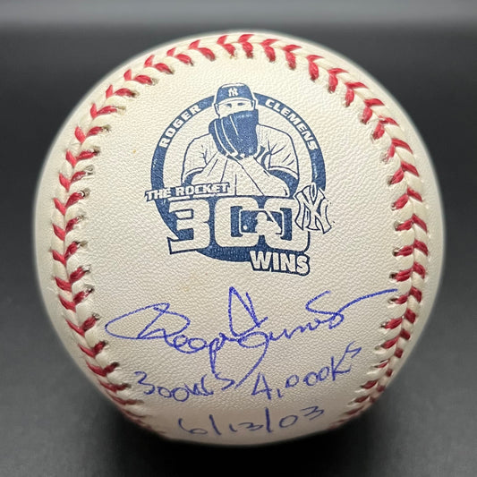 Roger Clemens 300 Wins Inscribed Autographed Baseball (Tristar)