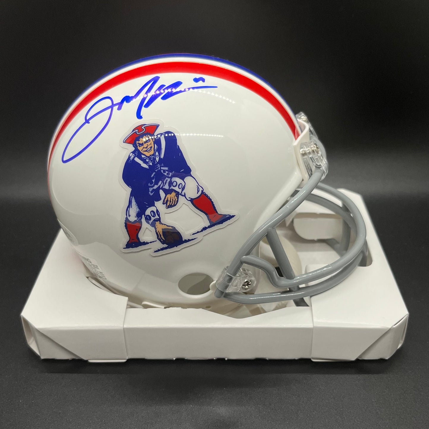 Julian Edelman New England Patriots Throwback Autographed Mini Helmet (JSA)