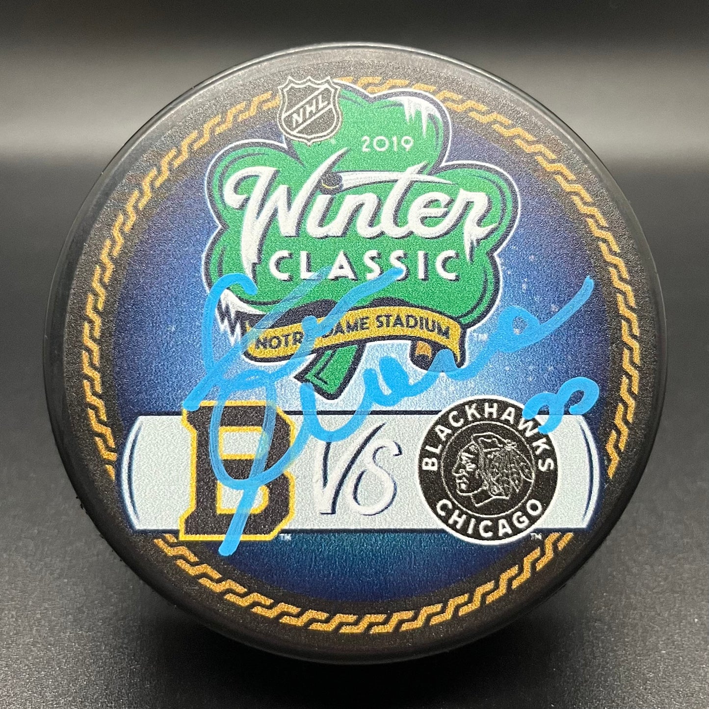 Zdeno Chara Boston Bruins Autographed 2019 Winter Classic Commemorative Puck (COA)