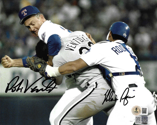 Nolan Ryan & Robin Ventura Fight 8x10 Autographed Photo (BAS/NRF)