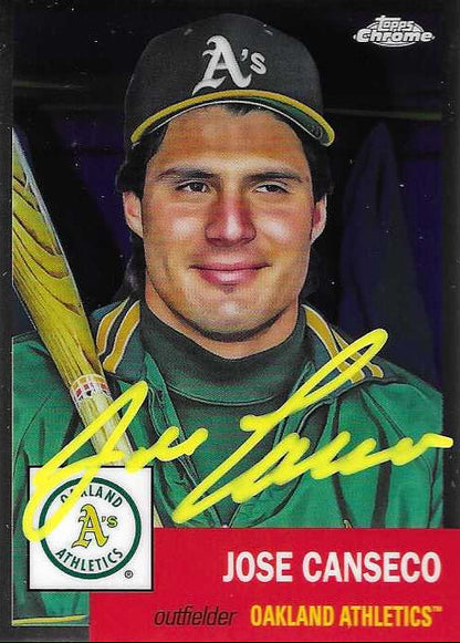 Jose Canseco Signed 2022 Topps Chrome Platinum Card #55 Oakland Athletics