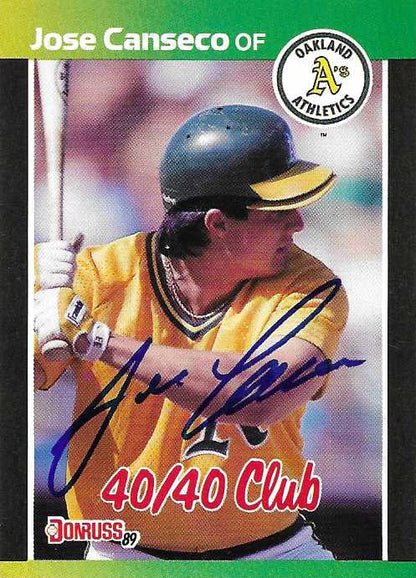 Jose Canseco Signed 1989 Donruss 40/40 Club Card #643 Oakland Athletics