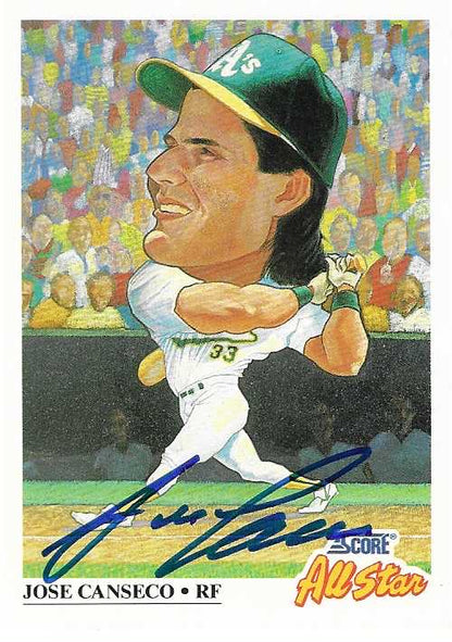 Jose Canseco Signed 1991 Score All Star Big Head Card #398 Oakland Athletics