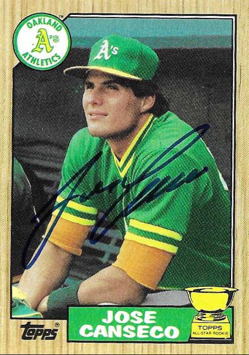 Jose Canseco Signed 1987 Topps Rookie Card #620 Oakland Athetics