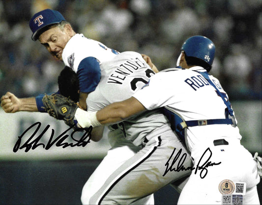 Nolan Ryan & Robin Ventura Fight 8x10 Autographed Photo (BAS/NRF)