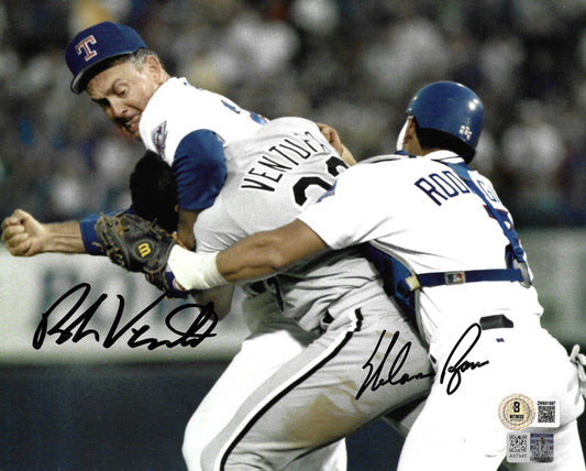 Nolan Ryan & Robin Ventura Fight 8x10 Autographed Photo (BAS/NRF)